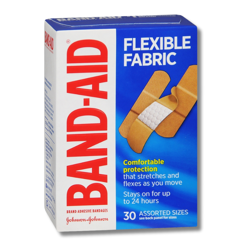 BAND-AID BANDAGE 30 CT FLEXIBLE FABRIC ASSORTED [451052]