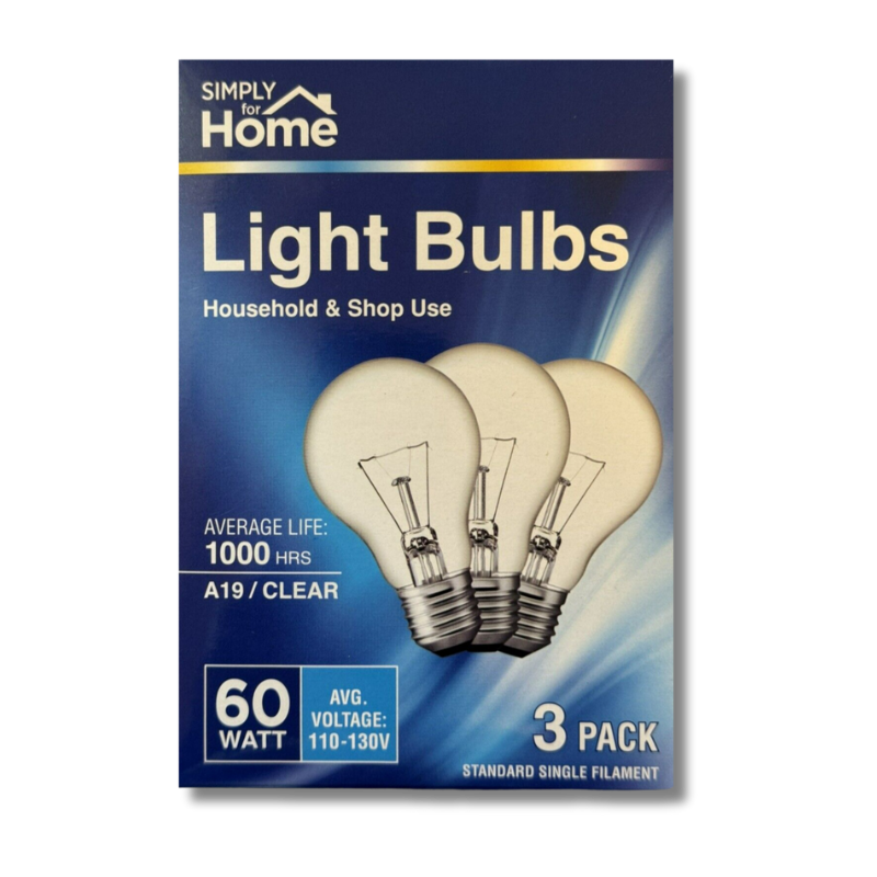 SIMPLY FOR HOME LIGHT BULB 3 PK 60W CLEAR [73722]