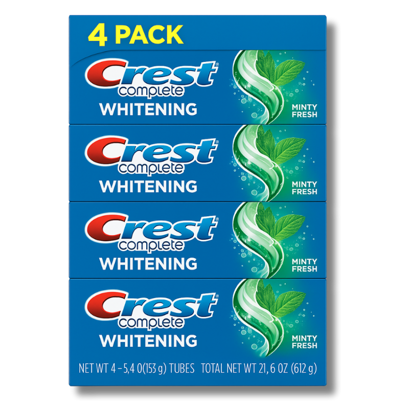 CREST TOOTHPASTE 5.4 OZ 4 PK COMPLETE WHITENING MINTY FRESH [851936]