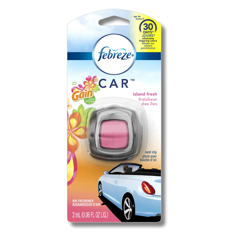 FEBREZE CAR AIR FRESHENER 0.06 OZ VENT CLIP GAIN ISLAND FRESH [904991]